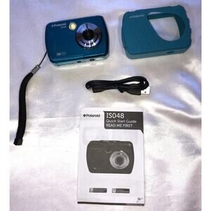 Camera Polaroid IS048 16mp Compact Digital Strap Case Cable Manual Memory Card